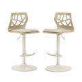 2er-Set verstellbare Barhocker Beige Kunststoff Stahl