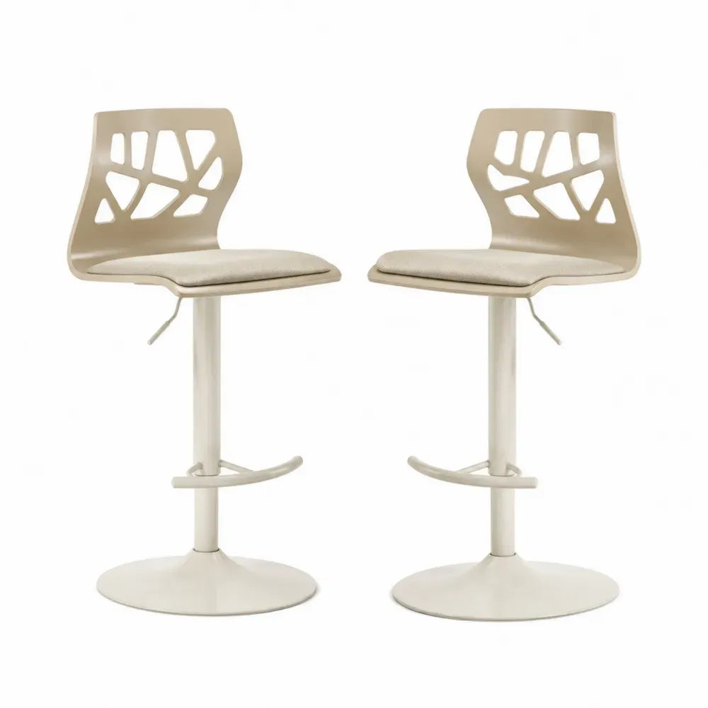 2er-Set verstellbare Barhocker Beige Kunststoff Stahl