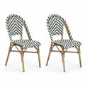 Set aus 2 Stühlen mit Aluminium und Kunststoffrattan, schwarz/weiß