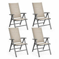 4er-Set klappbare Gartenstühle Textilene Aluminium Beige
