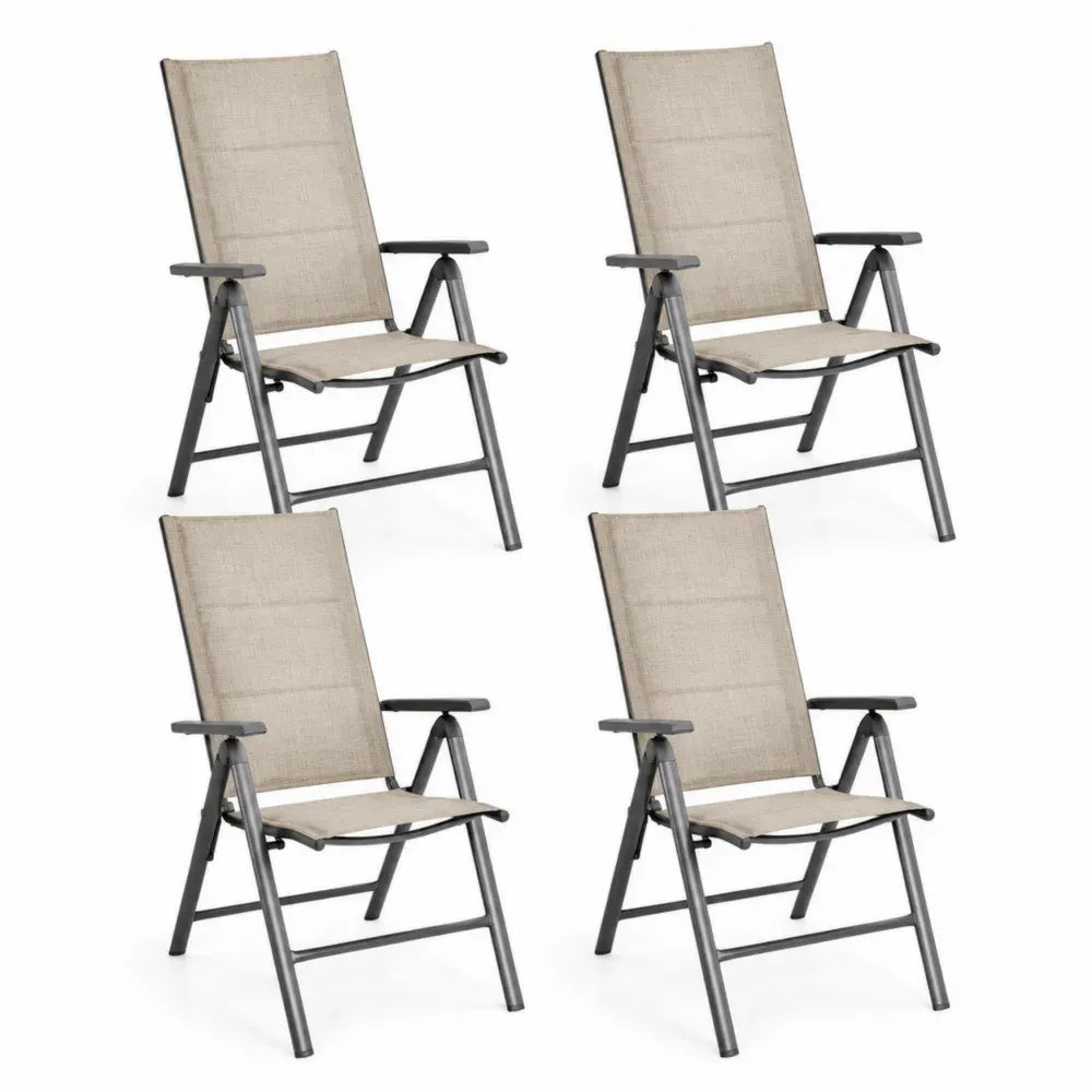 4er-Set klappbare Gartenstühle Textilene Aluminium Beige