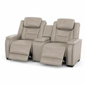 2-Sitzer Ledersofa Beige mit verstellbarer Rückenlehne und Fußstütze