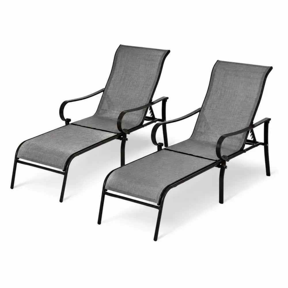 2er-Set Sonnenliegen Aluminium Textilene Anthrazit