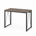 Schreibtisch rechteckig Holzoberfläche Metallgestell 120x60x75cm Braun/Schwarz