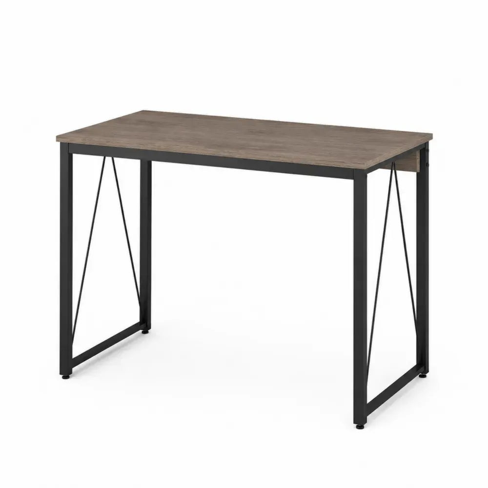 Schreibtisch rechteckig Holzoberfläche Metallgestell 120x60x75cm Braun/Schwarz